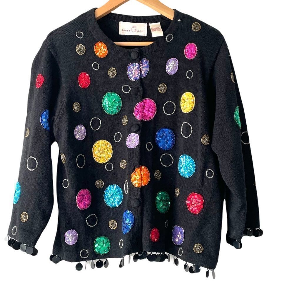 vintage jane’s closet beaded Embroidered cardigan size L